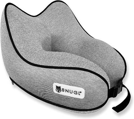 SNUGL Travel Pillow - Premium Ergonomic Design Memory Foam Cushion