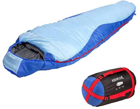 KeenFlex Mummy Sleeping Bag 3 Season Extra Warm & Lightweight Compact Waterproof